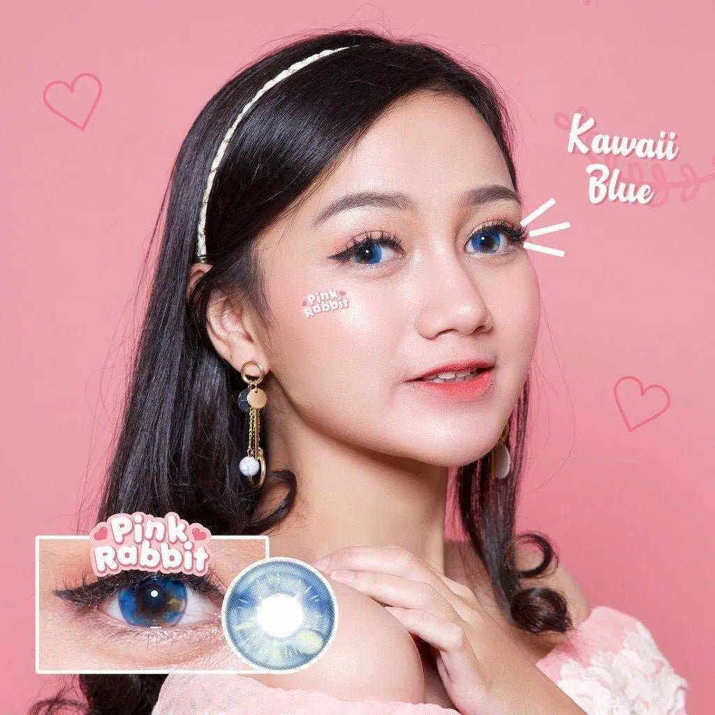 Pink Rabbit Kawai Blue - Softlens Queen Contact Lenses
