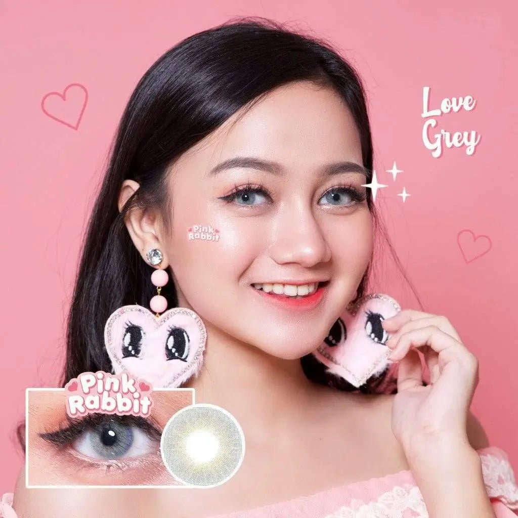 Pink Rabbit Love Gray - Softlens Queen Contact Lenses