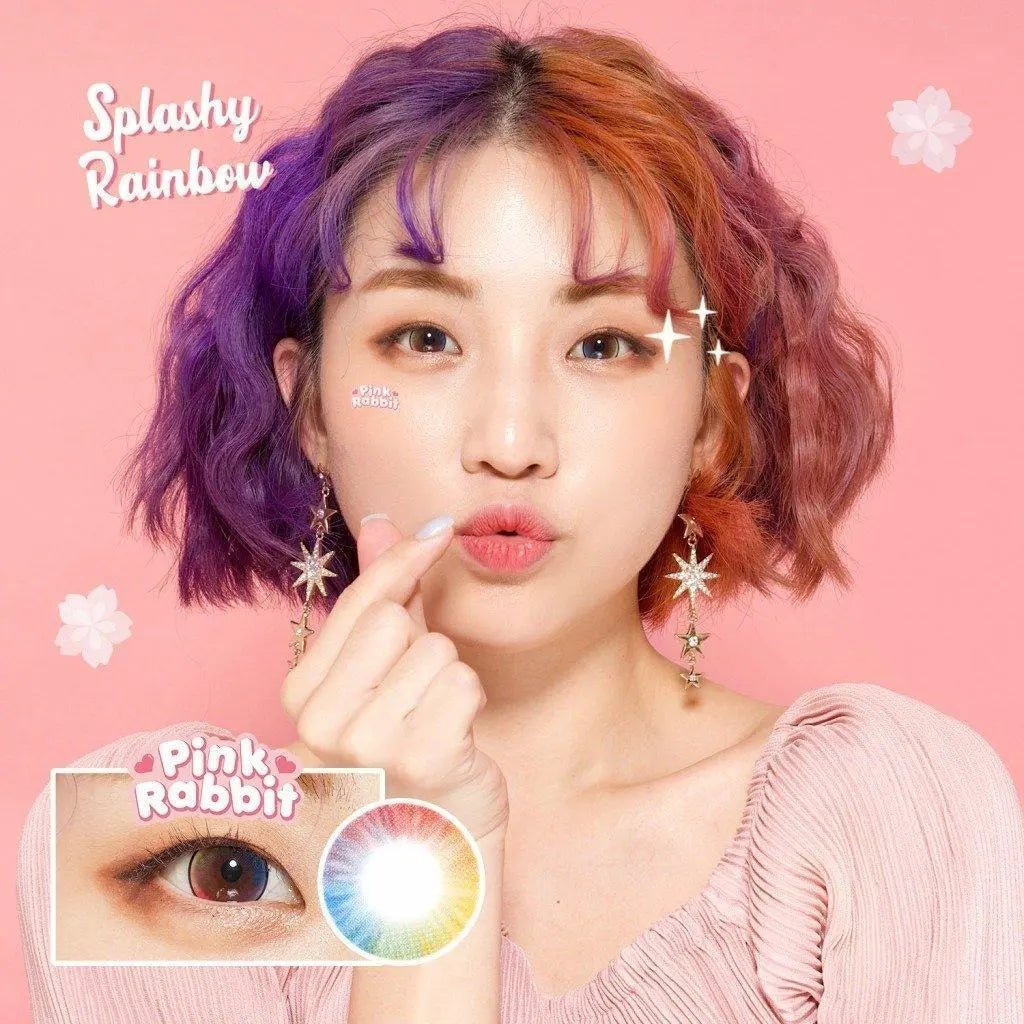 Pink Rabbit Splashy Rainbow - Softlens Queen Contact Lenses