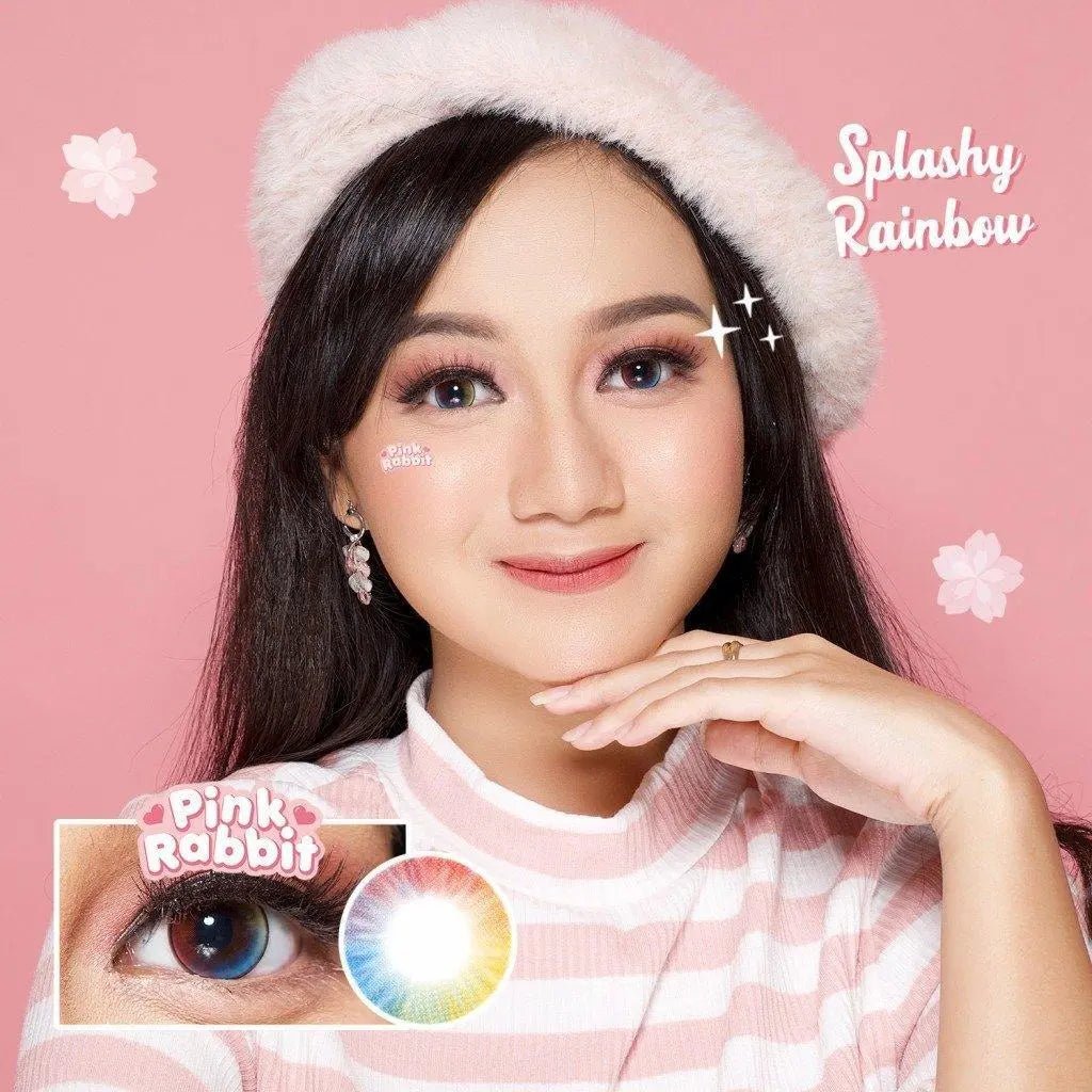 Pink Rabbit Splashy Rainbow - Softlens Queen Contact Lenses